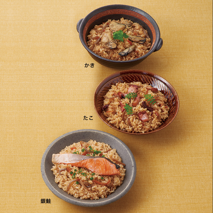 MARUARA OIKAWA　三陸炊き込み御飯の素(2合用)Aセット(かき・たこ・銀鮭)